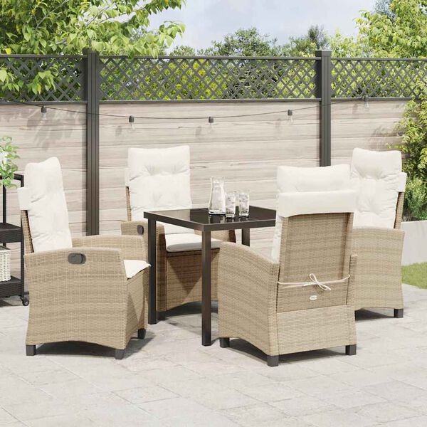 vidaXL Conjunto de Comedor de Jard&iacute;n 5 pcs Beige rat&aacute;n sint&eacute;tico