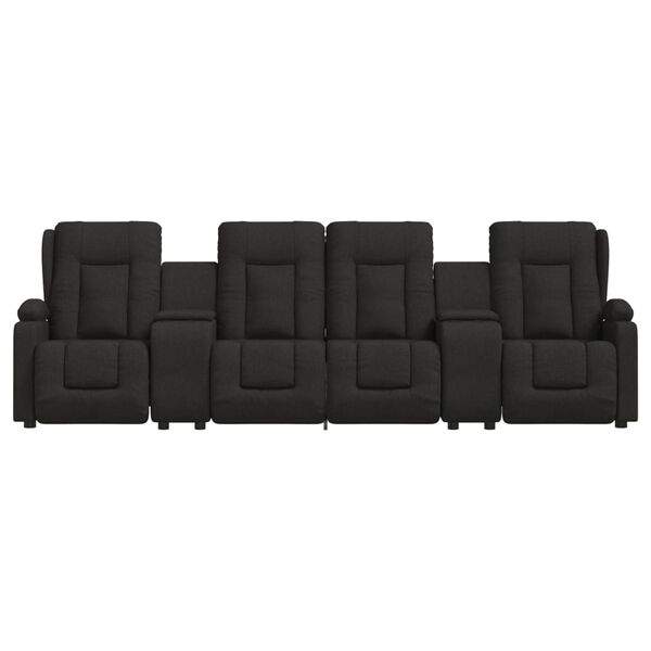 vidaXL Sillón de masaje reclinable 4 plazas con portavasos tela negro