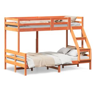 vidaXL Litera de madera maciza de pino marr&oacute;n cera 90x200/120x200 cm