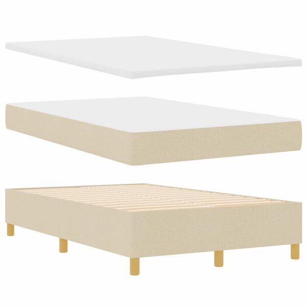 vidaXL Cama tipo Box Spring con colch&oacute;n Crema 120 x 190 cm tela