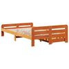 vidaXL Estructura de cama sin colch&oacute;n madera maciza marr&oacute;n 135x190 cm