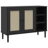 vidaXL Aparador SENJA aspecto de rat&aacute;n madera pino negro 112x40x80 cm