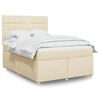 vidaXL Cama box spring con colch&oacute;n tela color crema 140x190 cm