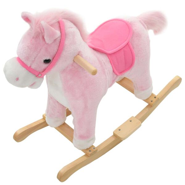 vidaXL Caballito balanc&iacute;n de peluche rosa 65x32x58 cm