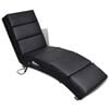 vidaXL Tumbona de masaje reclinable de cuero sint&eacute;tico negro
