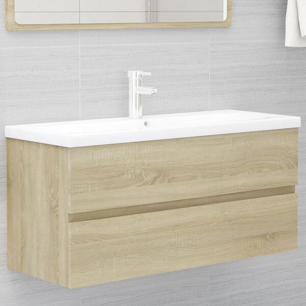 vidaXL Mueble lavabo madera contrachapada roble Sonoma 100x38,5x45 cm