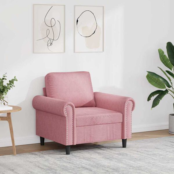 vidaXL Sill&oacute;n de terciopelo rosa 60 cm