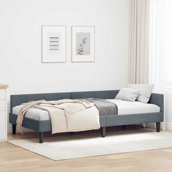 vidaXL Estructura de cama en esquina Gris oscuro 90 cm x 190 cm