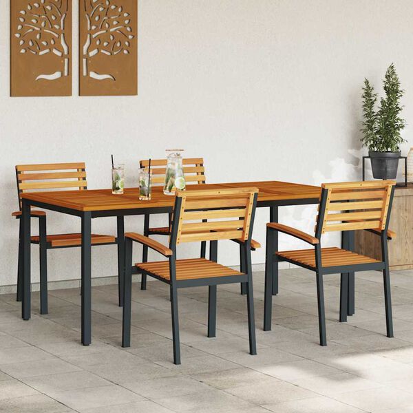 vidaXL Conjunto de Comedor de Jard&iacute;n 5 pcs Negro