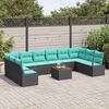 vidaXL Conjunto de sof&aacute;s de jard&iacute;n 11 pcs Negro rat&aacute;n sint&eacute;tico