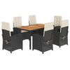vidaXL Set de comedor de jard&iacute;n 7 pzas y cojines rat&aacute;n sint&eacute;tico negro