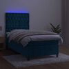 vidaXL Cama box spring colch&oacute;n y LED terciopelo azul oscuro 80x200 cm