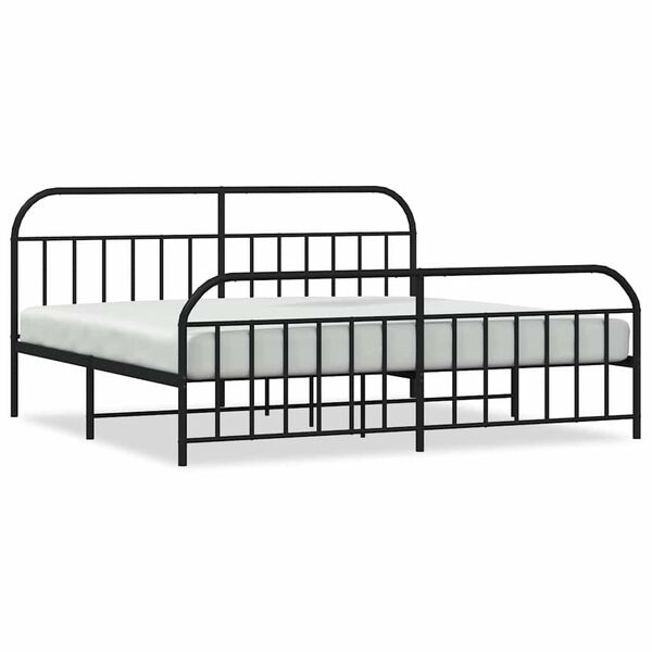 vidaXL Estructura cama sin colchón con estribo metal negro 193x203 cm