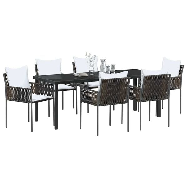 vidaXL Conjunto de Comedor de Jard&iacute;n 7 pcs Marr&oacute;n y Negro