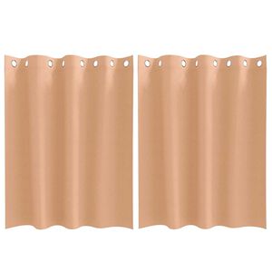 vidaXL Cortinas Opacas con Anillas 2 pcs Marr&oacute;n Claro 140 x 140 cm