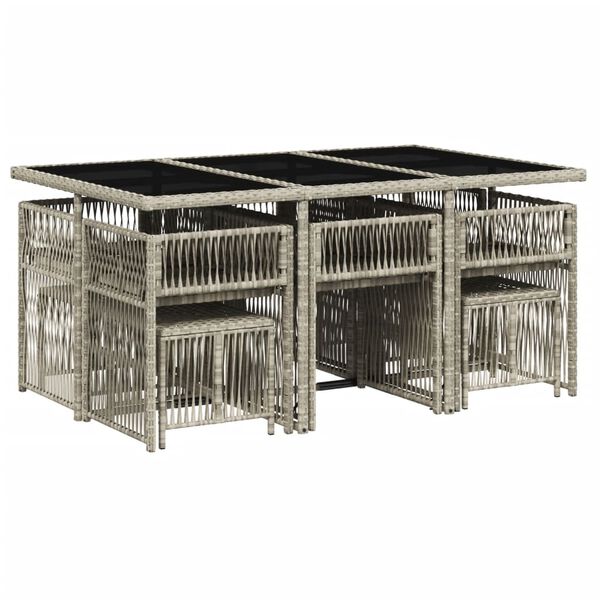 vidaXL Set de comedor de jard&iacute;n 11 pzas y cojines rat&aacute;n sint&eacute;tico gris