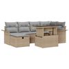 vidaXL Conjunto de sof&aacute; de jard&iacute;n 7 uds. Beige rat&aacute;n sint&eacute;tico