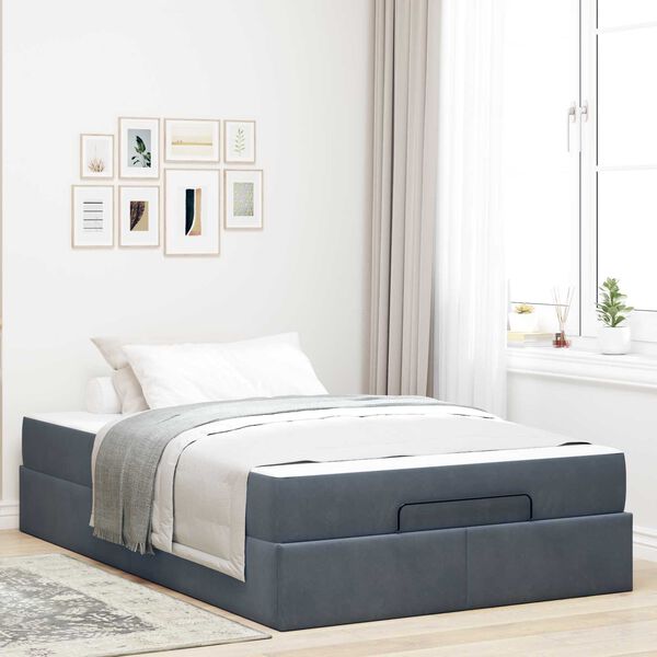 vidaXL Estructura de cama con colch&oacute;n 2 pcs Gris Tenue Terciopelo