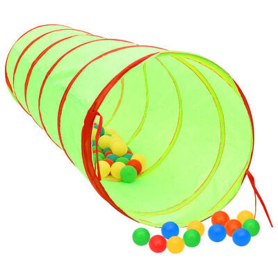 vidaXL Túnel de juegos para niños con 250 bolas poliéster verde 175 cm