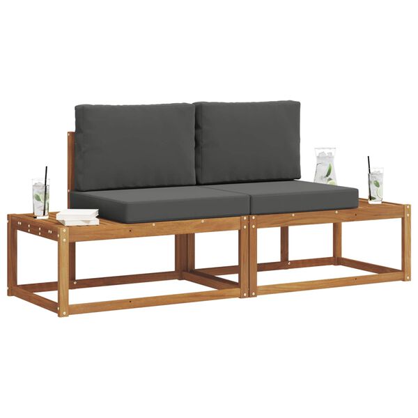 vidaXL Conjunto de sof&aacute;s de exterior con coj&iacute;n 2 pcs Natural