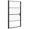 vidaXL Puerta de ducha vidrio semiesmerilado negro 100x178 cm