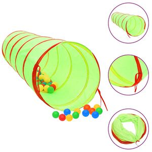 vidaXL T&uacute;nel de juegos para ni&ntilde;os con 250 bolas poli&eacute;ster verde 175 cm