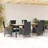 vidaXL Set de comedor de jard&iacute;n 7 pzas y cojines rat&aacute;n sint&eacute;tico negro