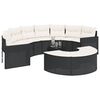 vidaXL Set de sofá de jardín semicircular 3 pzas ratán sintético negro