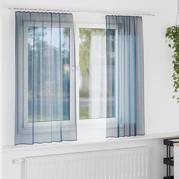 vidaXL Cortinas de gasa con bolsillos para varillas 2 uds. azul real