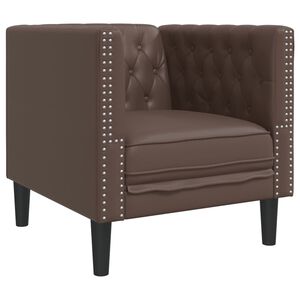 vidaXL Sill&oacute;n Chesterfield de cuero artificial marr&oacute;n