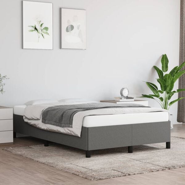 vidaXL Estructura de cama sin colch&oacute;n tela gris oscuro 120x190 cm