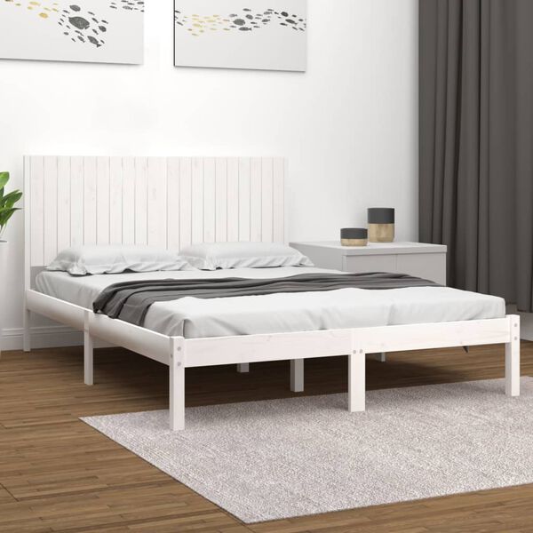 vidaXL Estructura de cama sin colch&oacute;n madera maciza blanca 200x200 cm