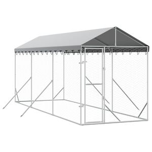 vidaXL Perrera de exterior con toldo acero galvanizado plata 2x6x2,5 m