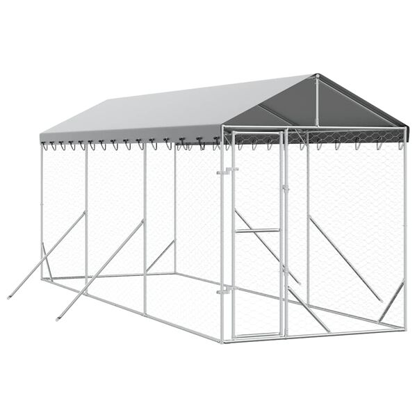 vidaXL Perrera de exterior con toldo acero galvanizado plata 2x6x2,5 m