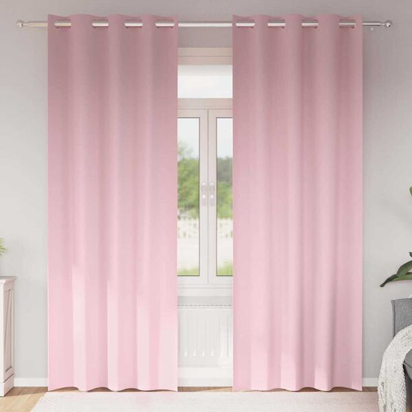 vidaXL Cortinas Opacas con Anillas 2 pcs Rosa Beb&eacute; 260 x 140 cm