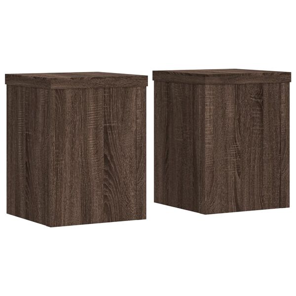 vidaXL Soportes de plantas 2 uds madera marr&oacute;n roble 15x15x20 cm