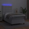 vidaXL Cama box spring colchón y LED cuero sintético blanco 100x200 cm