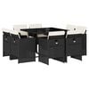 vidaXL Set de comedor de jard&iacute;n 9 pzas y cojines rat&aacute;n sint&eacute;tico negro