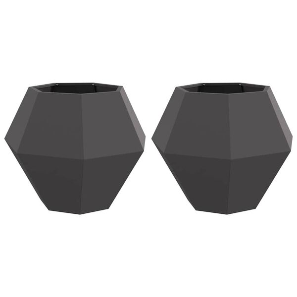 vidaXL Jardinera 2 pcs Negro 75 x 75 x 60 cm Acero