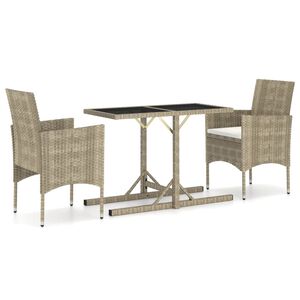vidaXL Juego de comedor para jard&iacute;n 3 piezas beige