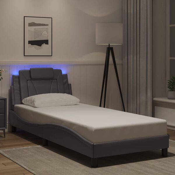 vidaXL Estructura de cama Viana con LED sin colch&oacute;n gris 80x200 cm