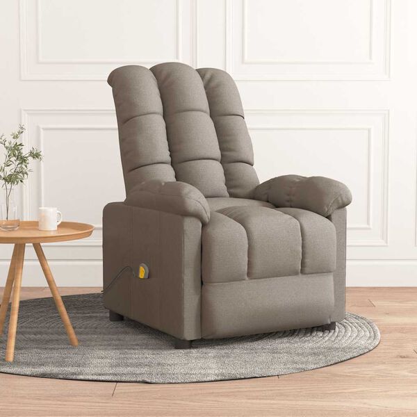 vidaXL Sill&oacute;n de masaje reclinable de tela gris taup&eacute;