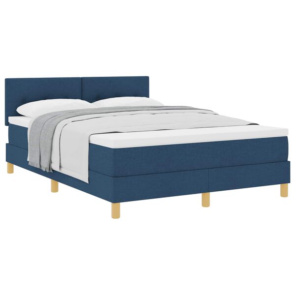 vidaXL Cama tipo Box Spring con colch&oacute;n Azul 140 x 190 cm tela