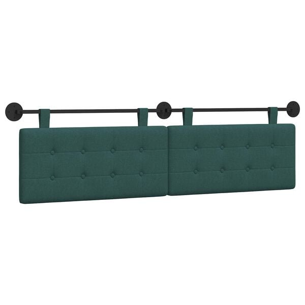 vidaXL Cabecera Colgante Verde oscuro 170 x 55 x 5 cm tela