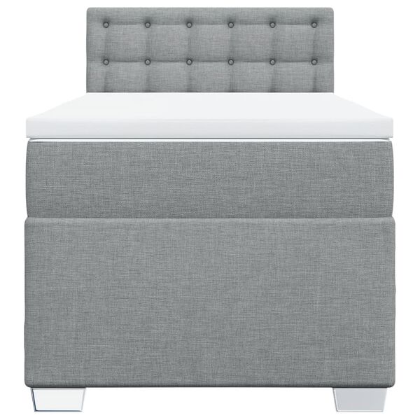 vidaXL Cama box spring con colchón tela gris claro 90x200 cm