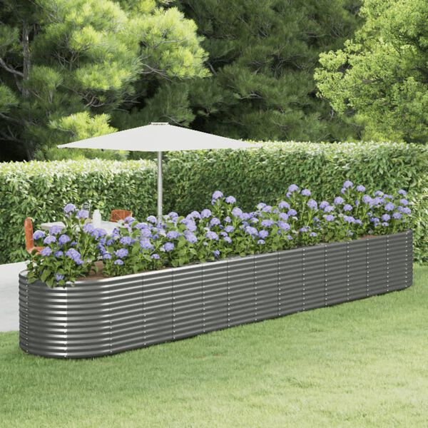 vidaXL Jardinera arriate acero recubrimiento polvo gris 554x100x68 cm