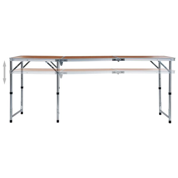 vidaXL Mesa de camping plegable de aluminio 180x60 cm