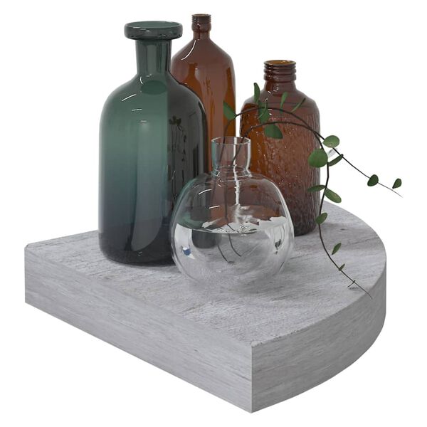 vidaXL Estante de esquina de pared MDF gris hormig&oacute;n 25x25x3,8 cm
