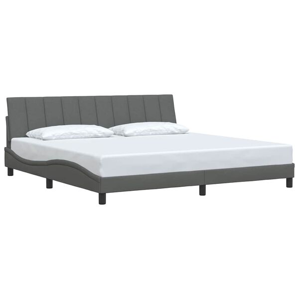 vidaXL Estructura de cama sin colch&oacute;n Hanko tela gris oscuro 200x200 cm
