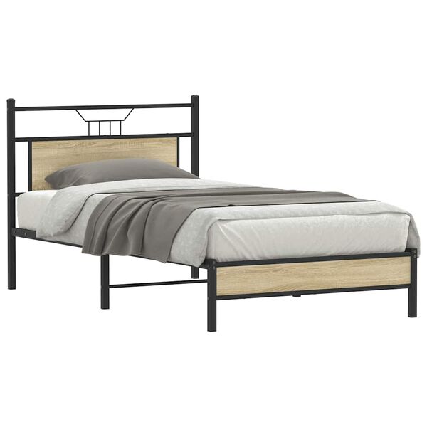 vidaXL Estructura de cama sin colch&oacute;n 107x203 cm madera roble Sonoma